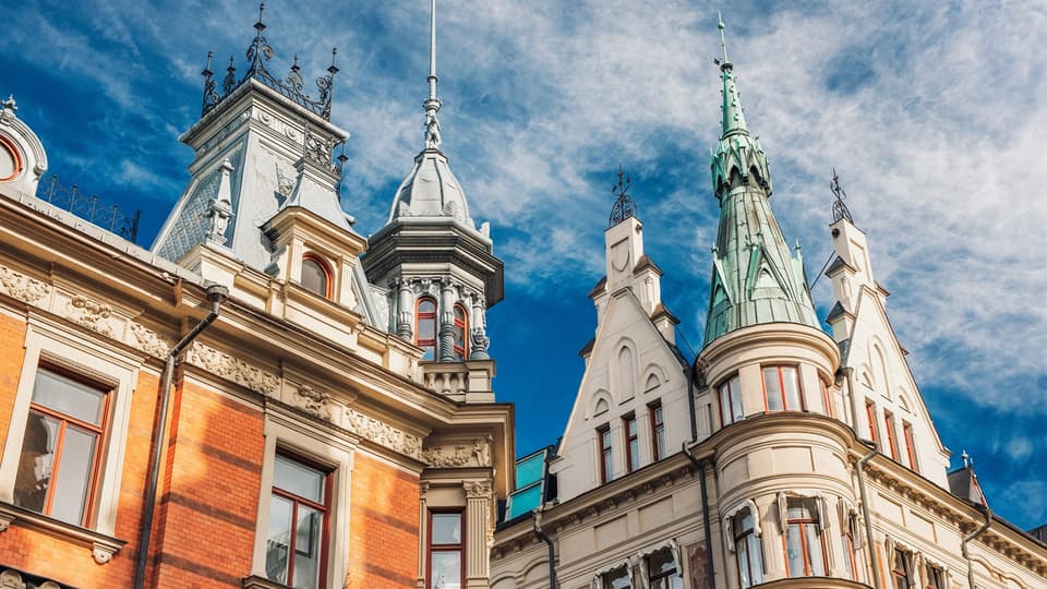  Buildings with turrets and towers.